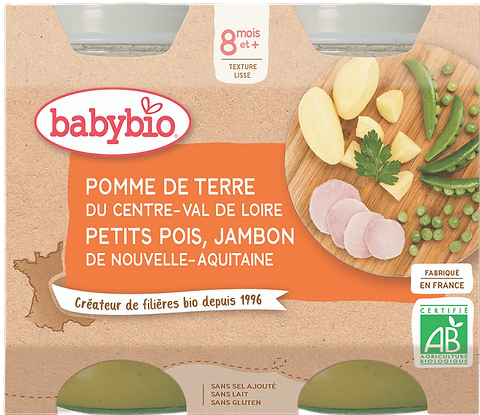 Petits Pots Pomme Terre Pois Jambon dès 8 mois BIO